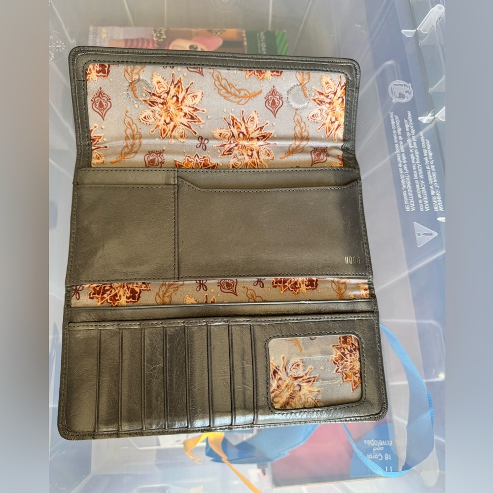 Hobo tri fold leather gray wallet